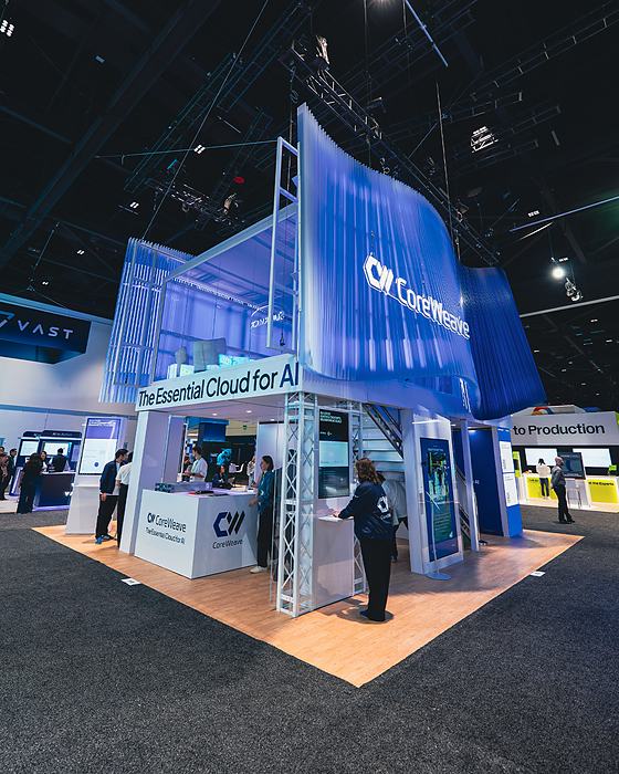 CoreWeave exhibit on the GTC 2026 show floor in San Jose
