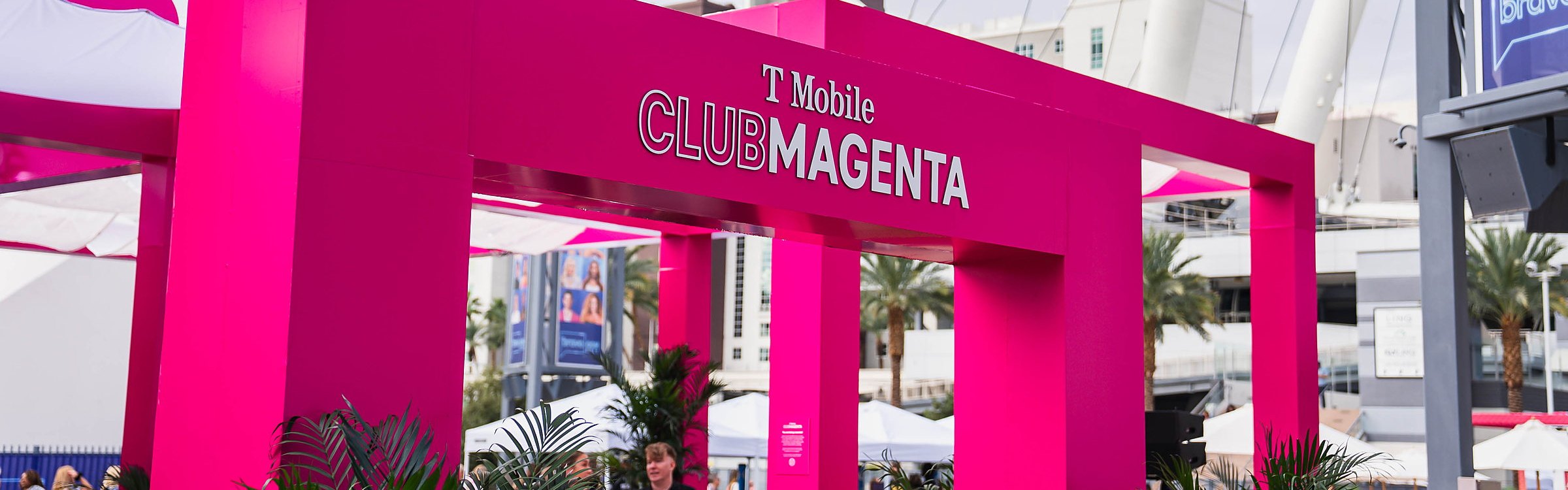 T-Mobile Club Magenta entry arch under the High Roller in Las Vegas