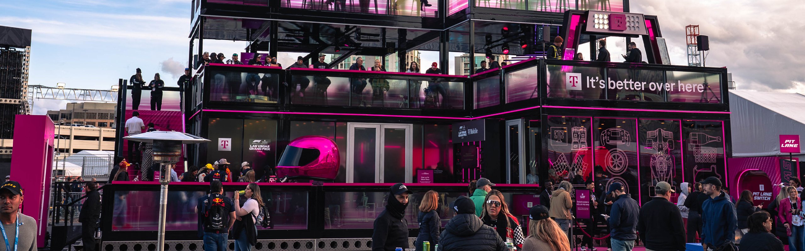 T-Mobile trackside structure at the Formula 1 Las Vegas Grand Prix