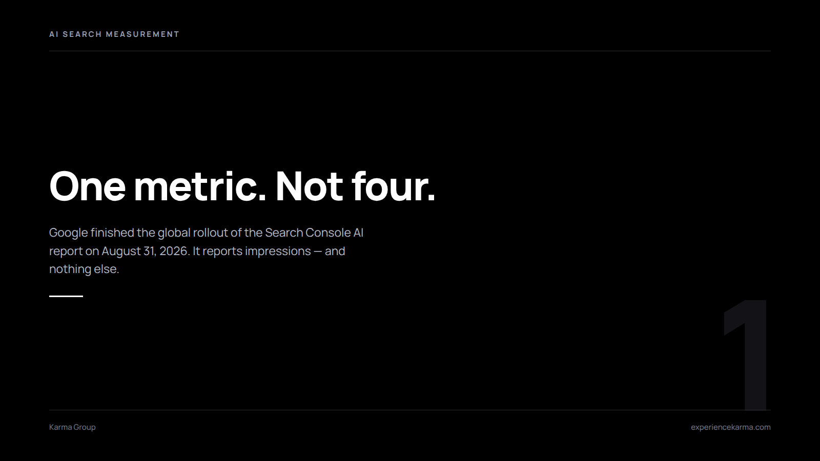 Search Console AI report title card: Google's report gives you one metric, impressions, not four